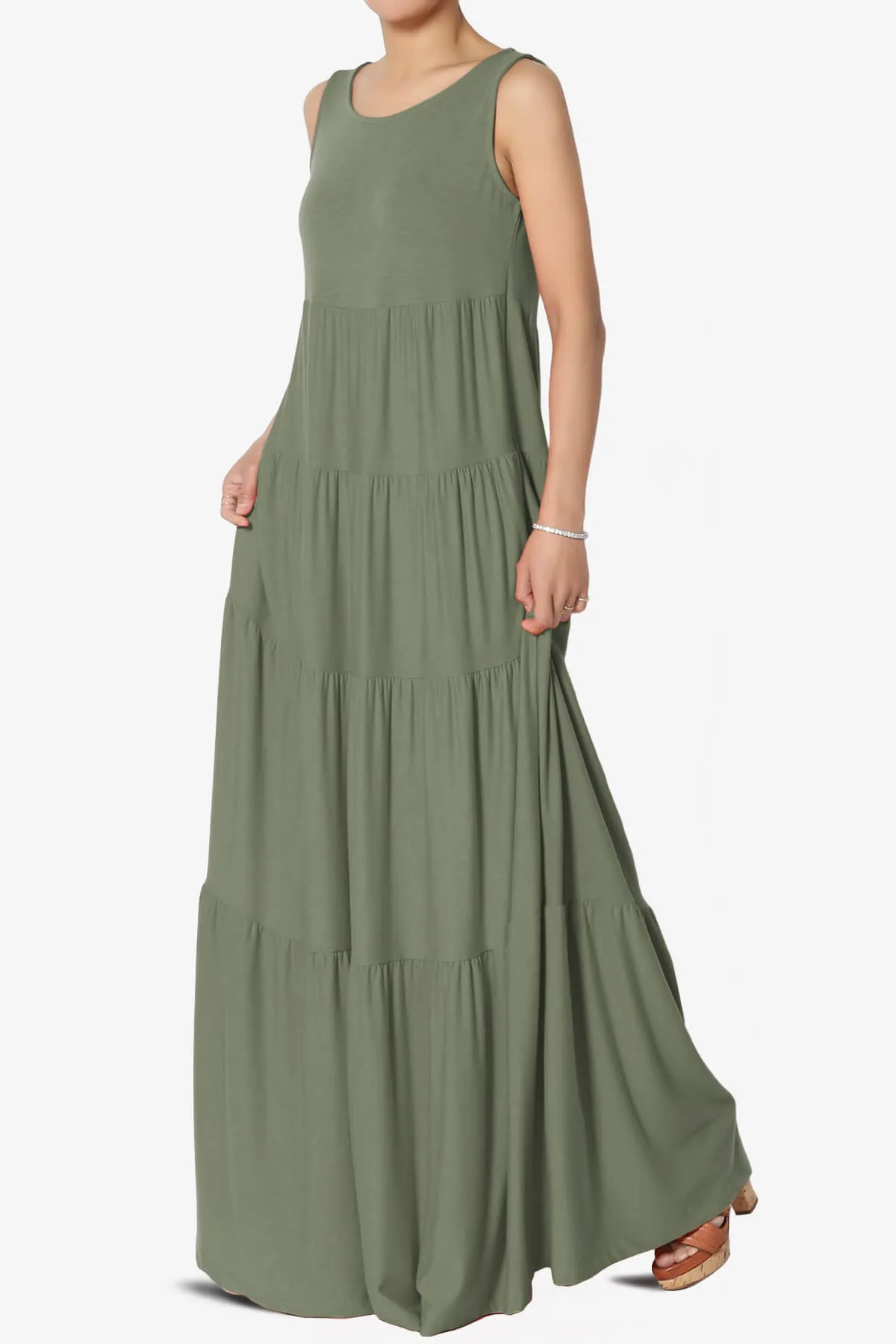 Macie Sleeveless Tiered Long Maxi Dress