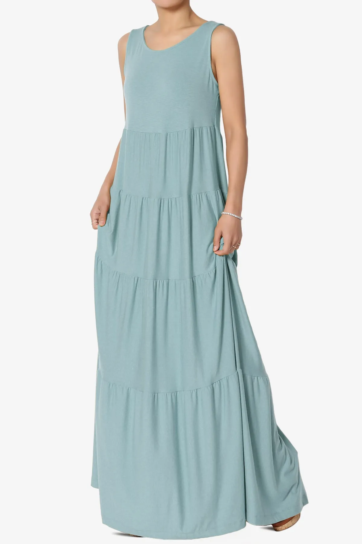 Macie Sleeveless Tiered Long Maxi Dress