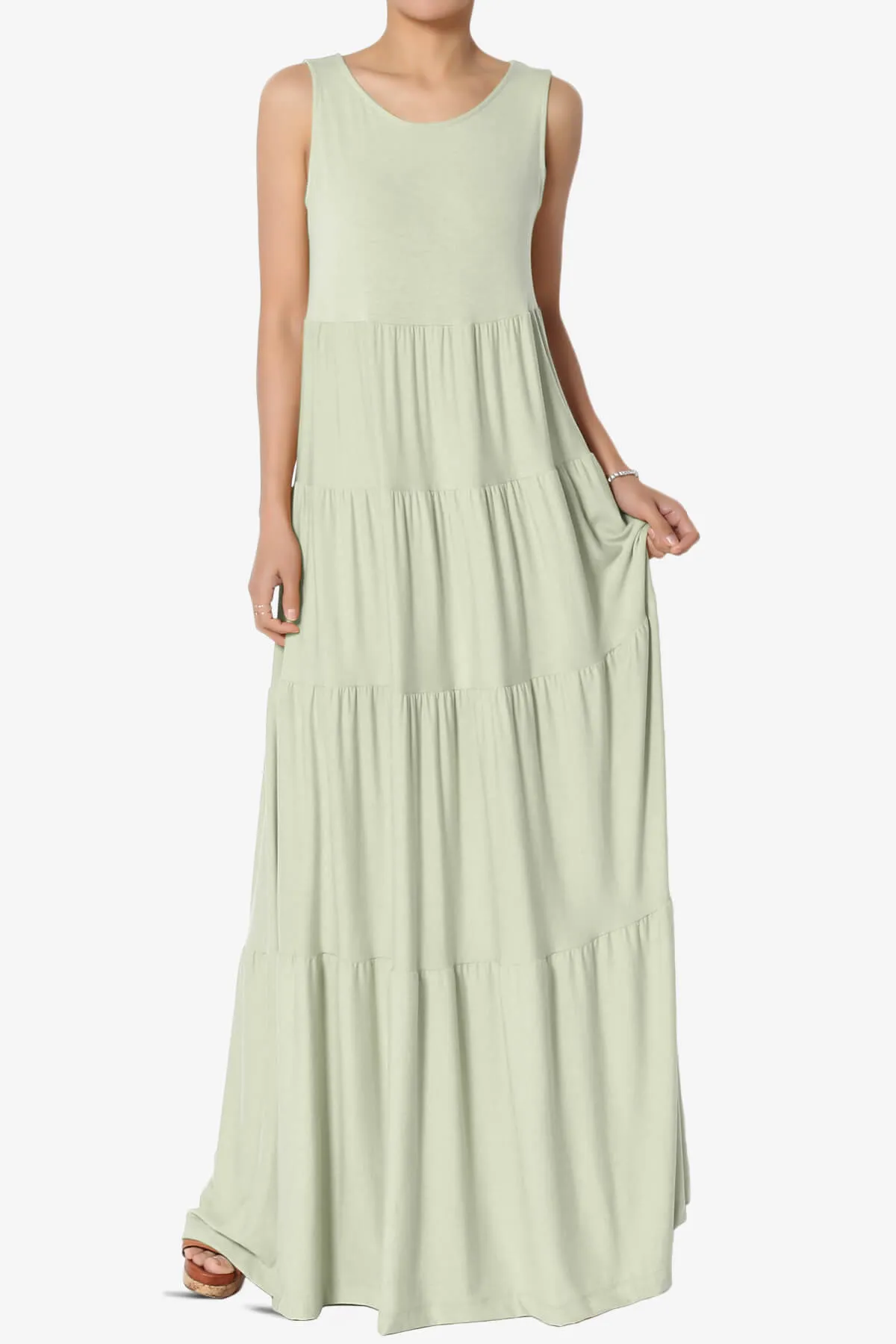 Macie Sleeveless Tiered Long Maxi Dress