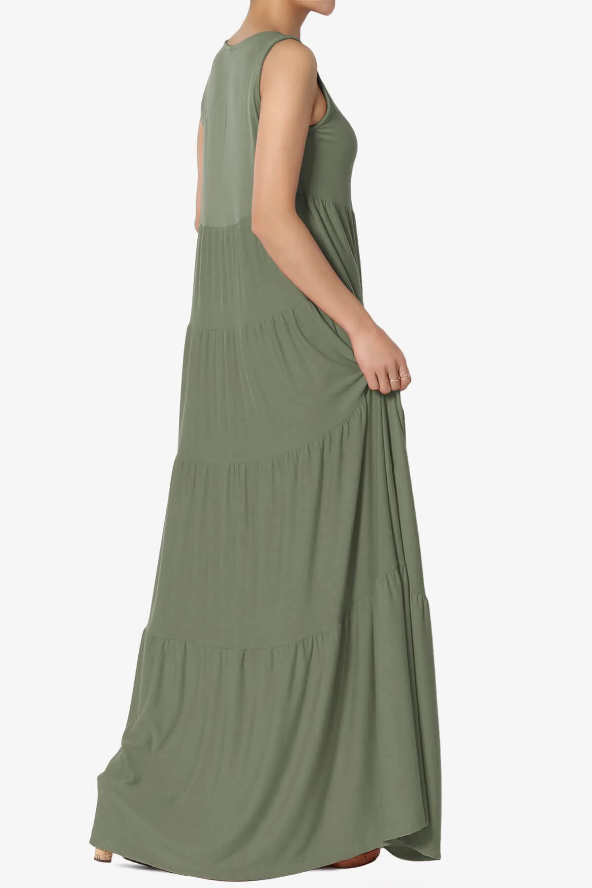 Macie Sleeveless Tiered Long Maxi Dress