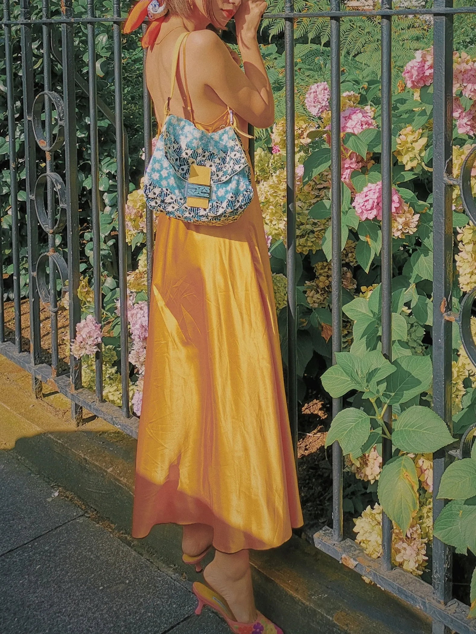 Manolo Blahnik suede floral mules (Vintage)