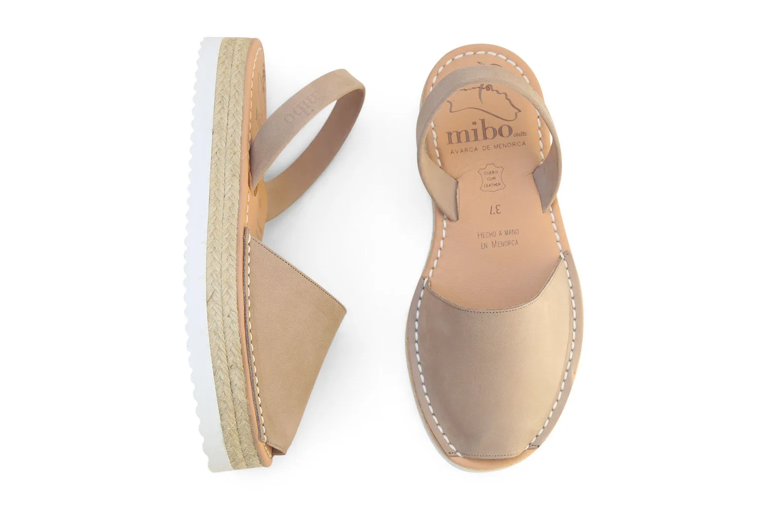 Mibo Flatform Avarcas Taupe Menorcan Sandals