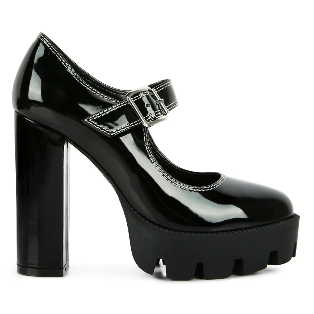 Millenial Bug Patent High Heeled Mary Jane Shoes