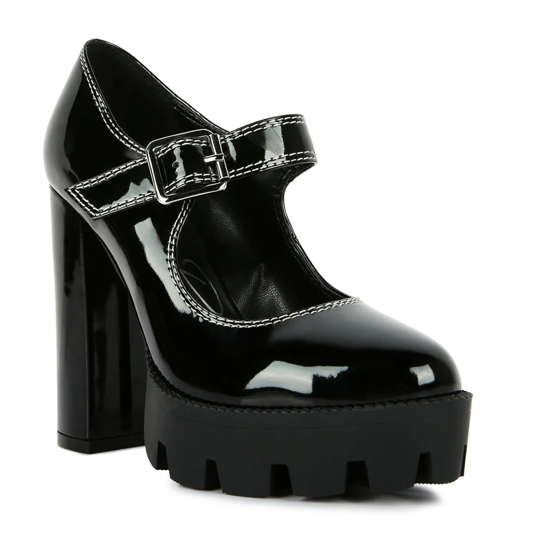 Millenial Bug Patent High Heeled Mary Jane Shoes
