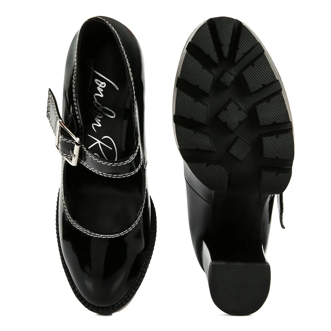 Millenial Bug Patent High Heeled Mary Jane Shoes