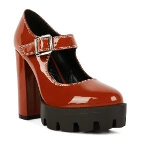 Millenial Bug Patent High Heeled Mary Jane Shoes