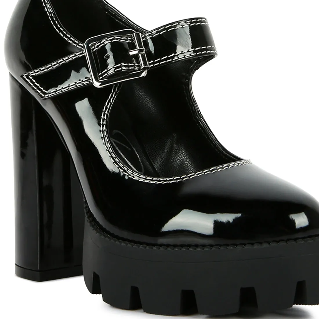 Millenial Bug Patent High Heeled Mary Jane Shoes