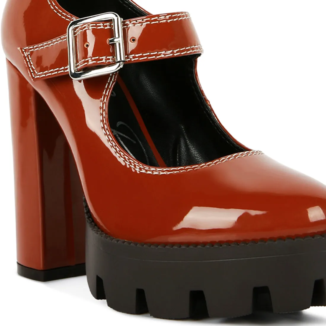 Millenial Bug Patent High Heeled Mary Jane Shoes