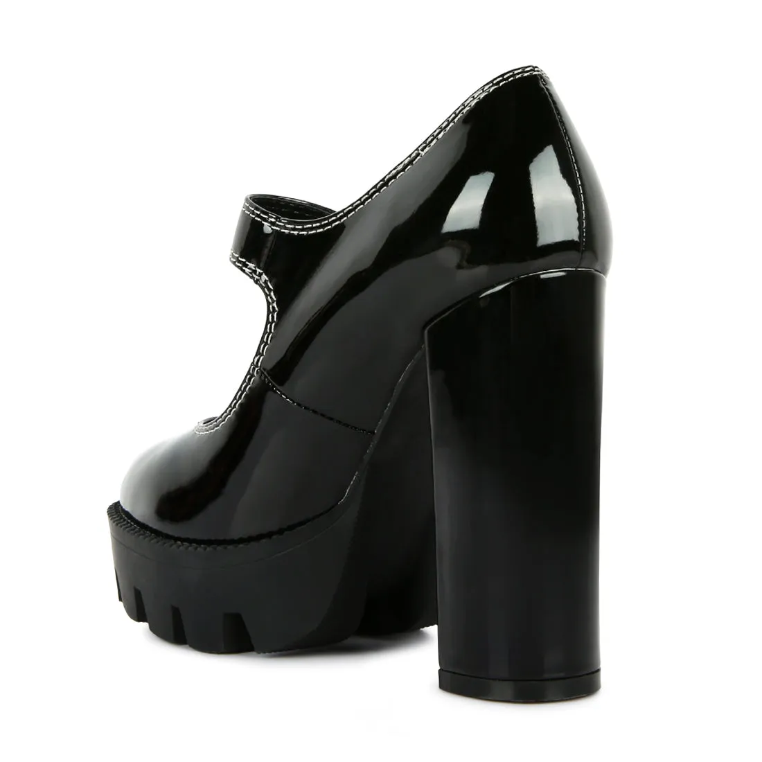 Millenial Bug Patent High Heeled Mary Jane Shoes
