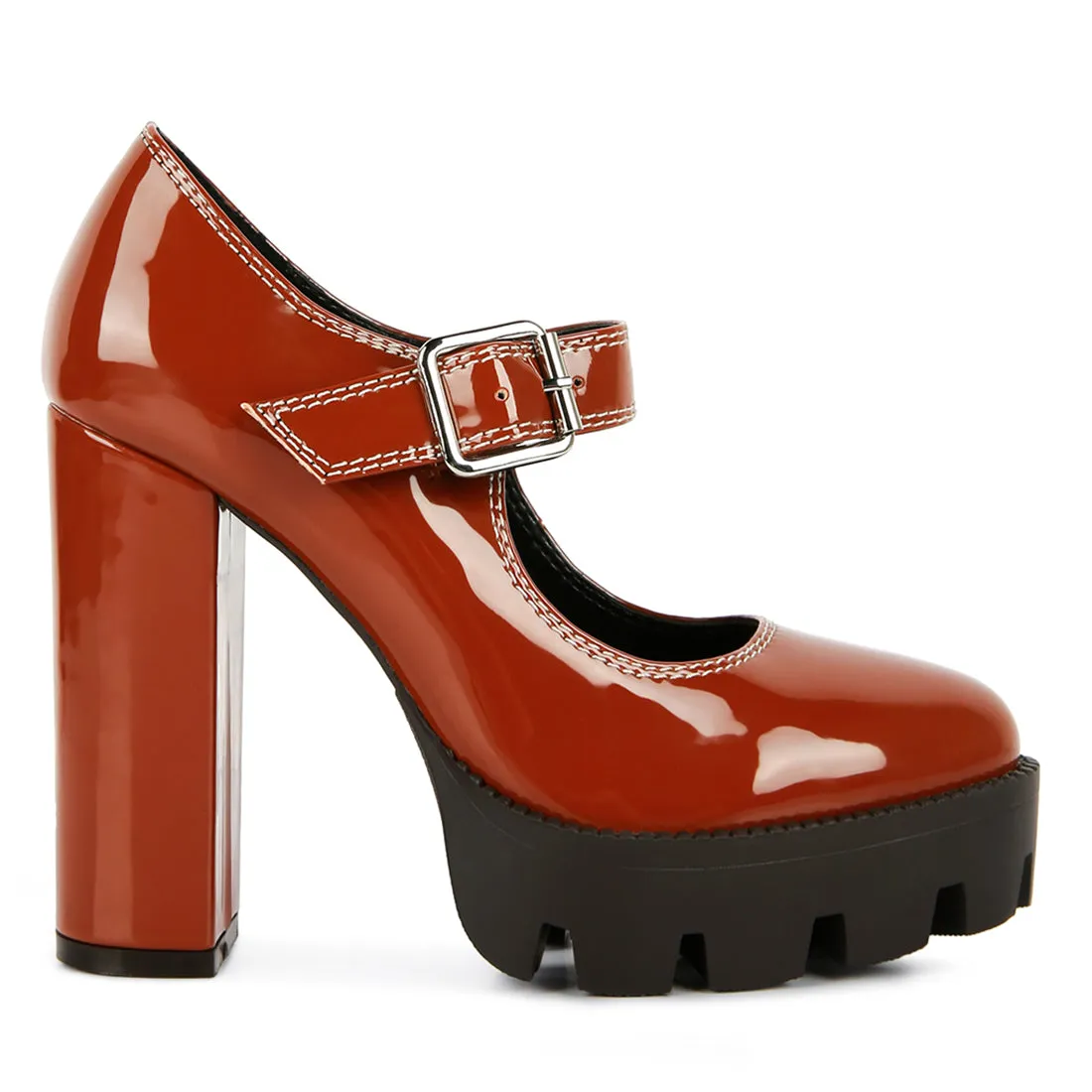Millenial Bug Patent High Heeled Mary Jane Shoes