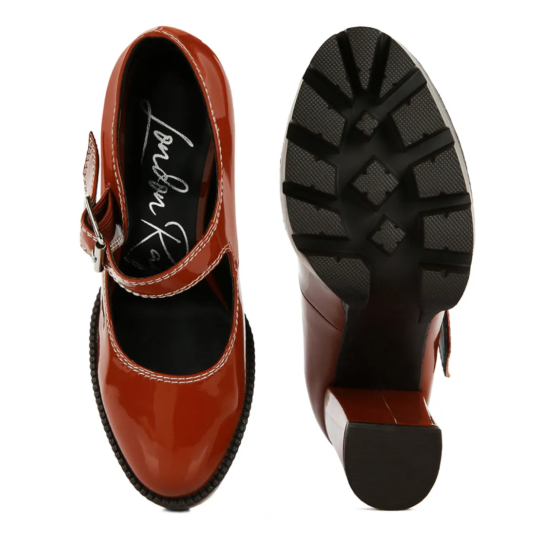 Millenial Bug Patent High Heeled Mary Jane Shoes