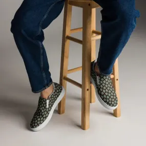 Muted Green Abstract Canvas Shoes