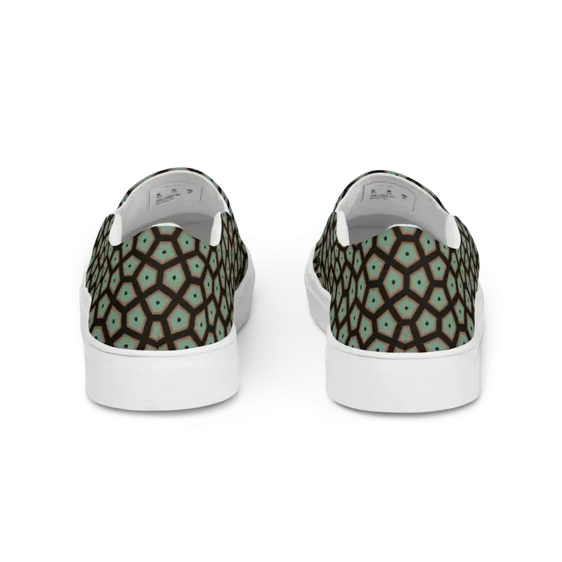 Muted Green Abstract Canvas Shoes