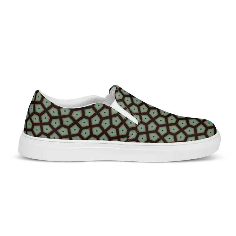 Muted Green Abstract Canvas Shoes