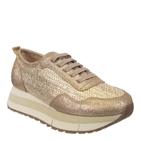 NAKED FEET - KINETIC in GOLD RAFFIA Platform Sneakers