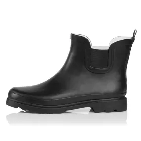 Norty Women 6 Chelsea Ankle Rain Boot Black Matte