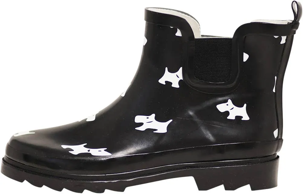 Norty Women 6 Chelsea Ankle Rain Boot Scotty Dog