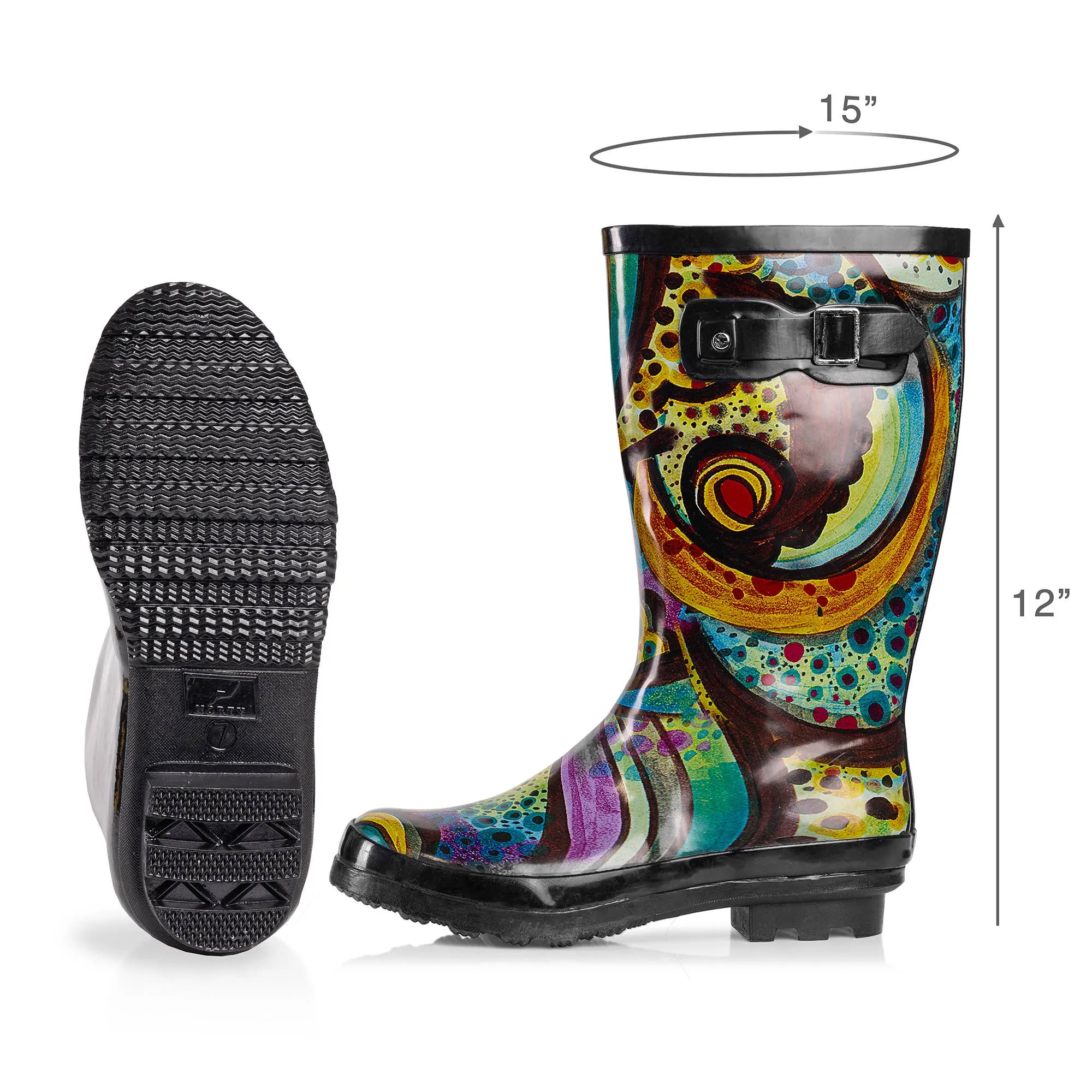 Norty Women Mid Calf 11 Rain Boot Monet Print