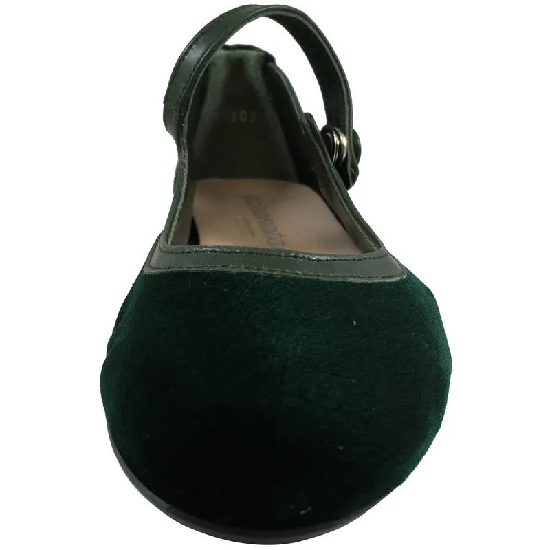 Papanatas by Eli 6534 Velvet Green Mary Janes Button Flats