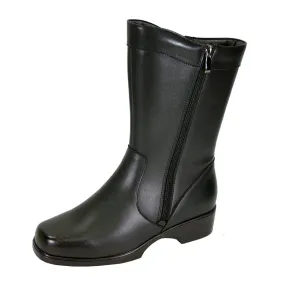 PEERAGE Athena Women's Wide Width Leather Boots with Double Zipper