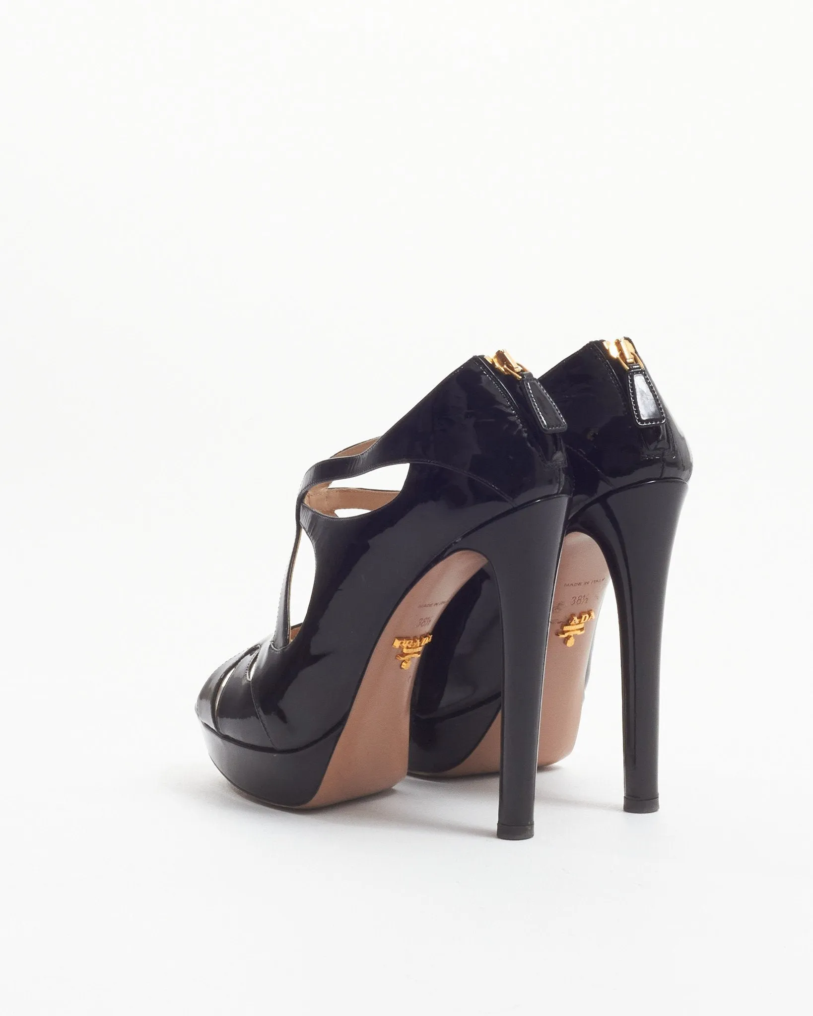 Prada Black Patent Platform Pumps - 38.5
