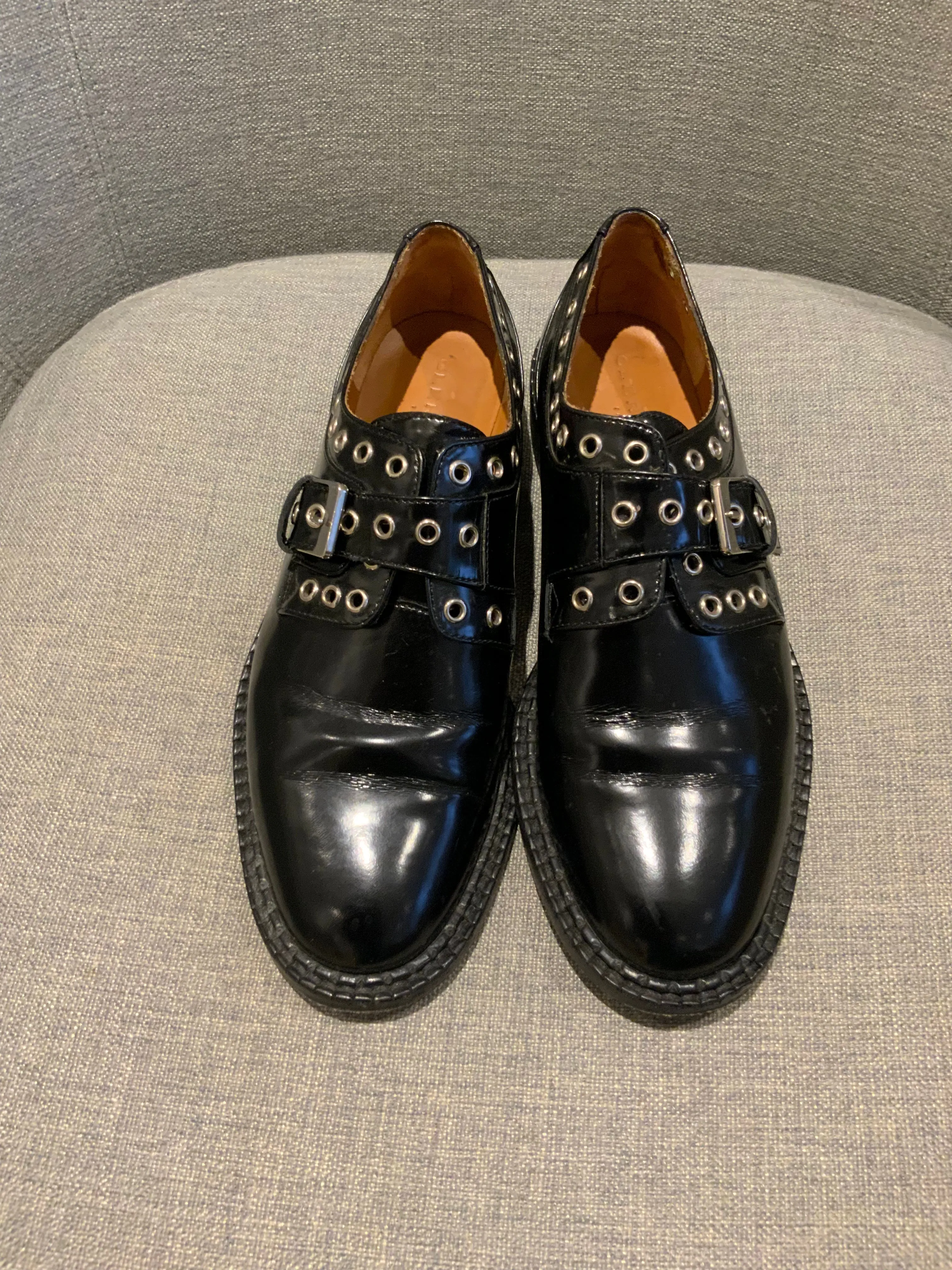 Robert Clergerie Black Patent Leather Eyelet Loafers Shoes 36 Uk 3 US 6 ladies