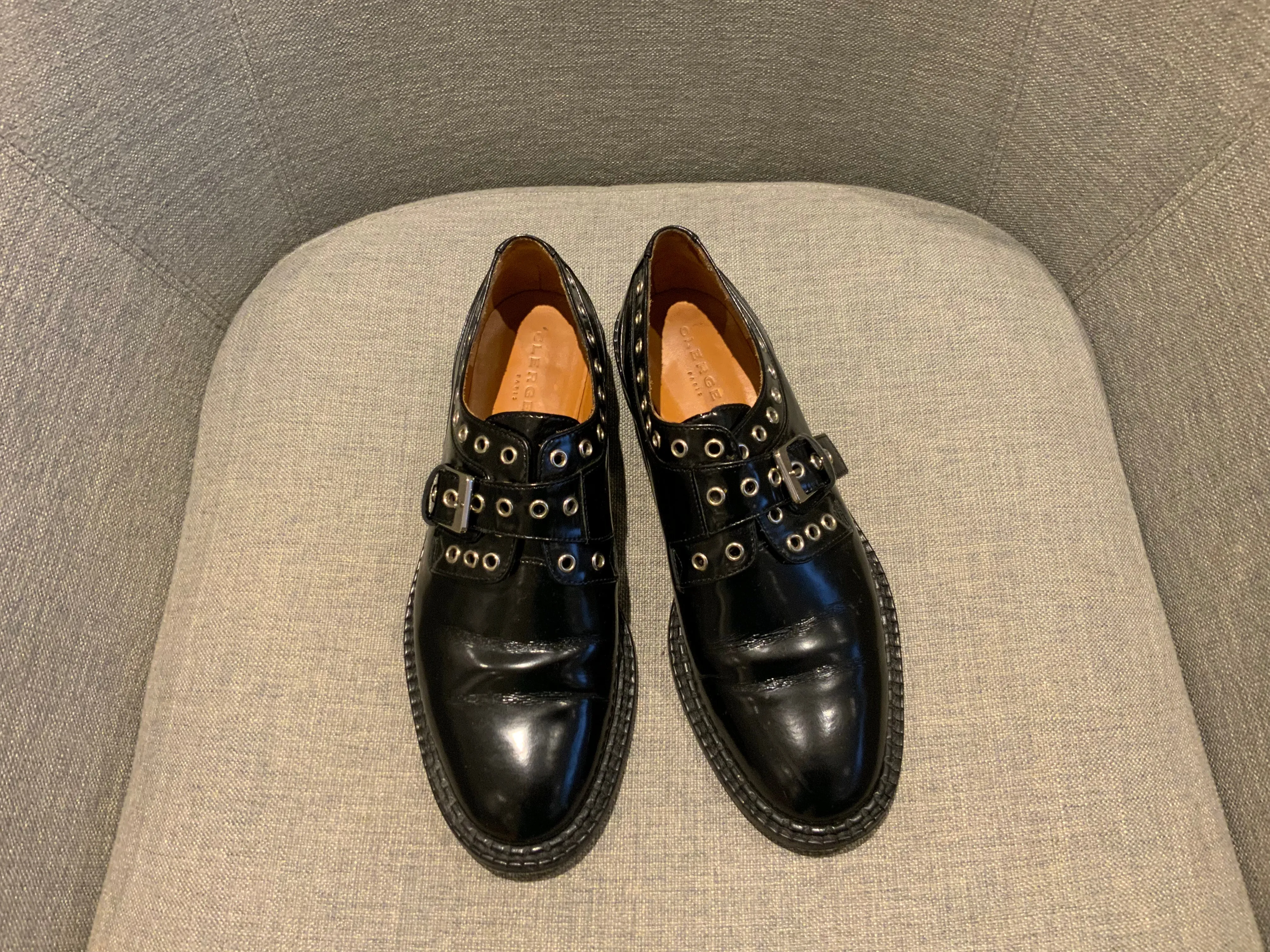 Robert Clergerie Black Patent Leather Eyelet Loafers Shoes 36 Uk 3 US 6 ladies