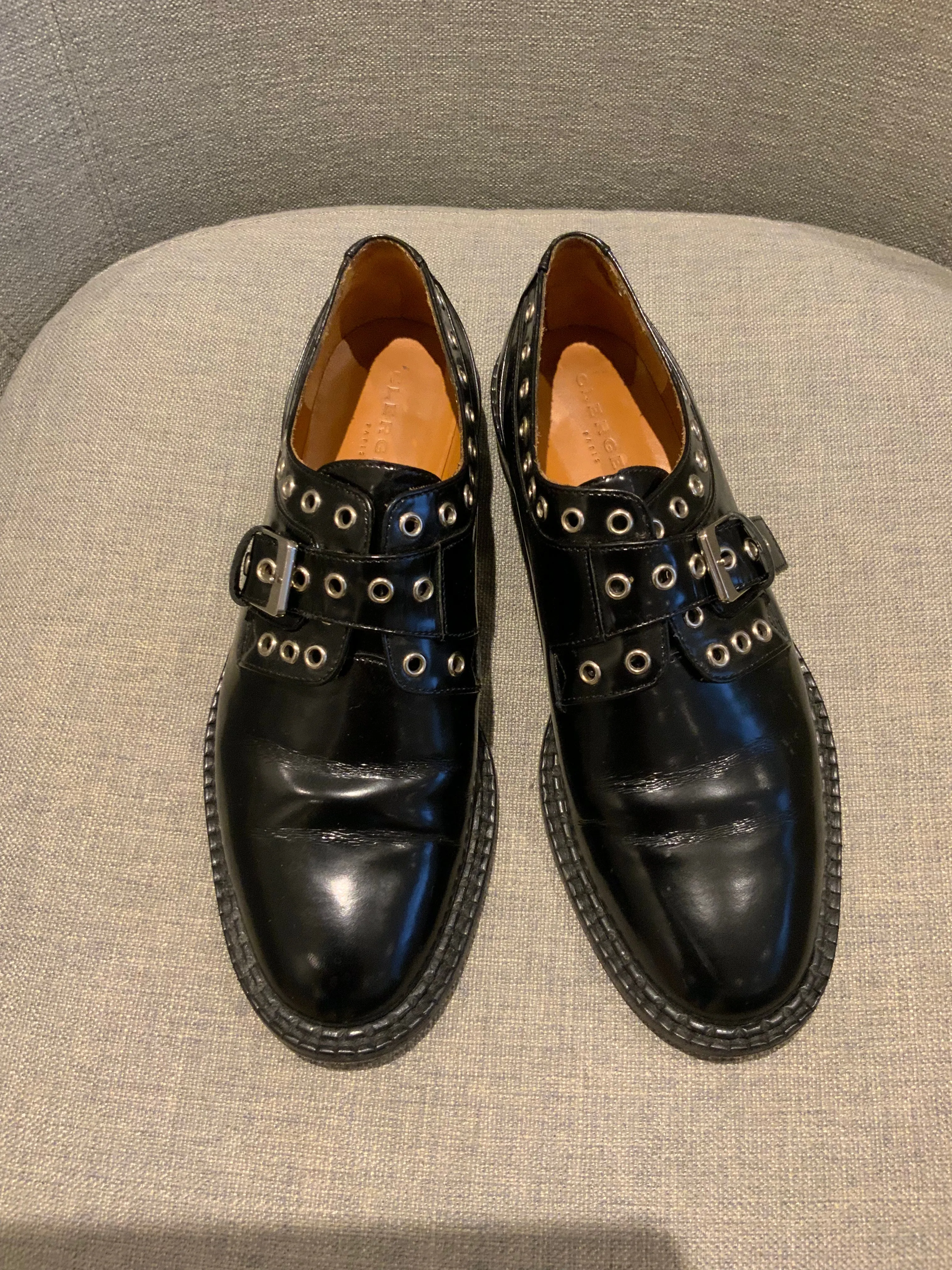 Robert Clergerie Black Patent Leather Eyelet Loafers Shoes 36 Uk 3 US 6 ladies