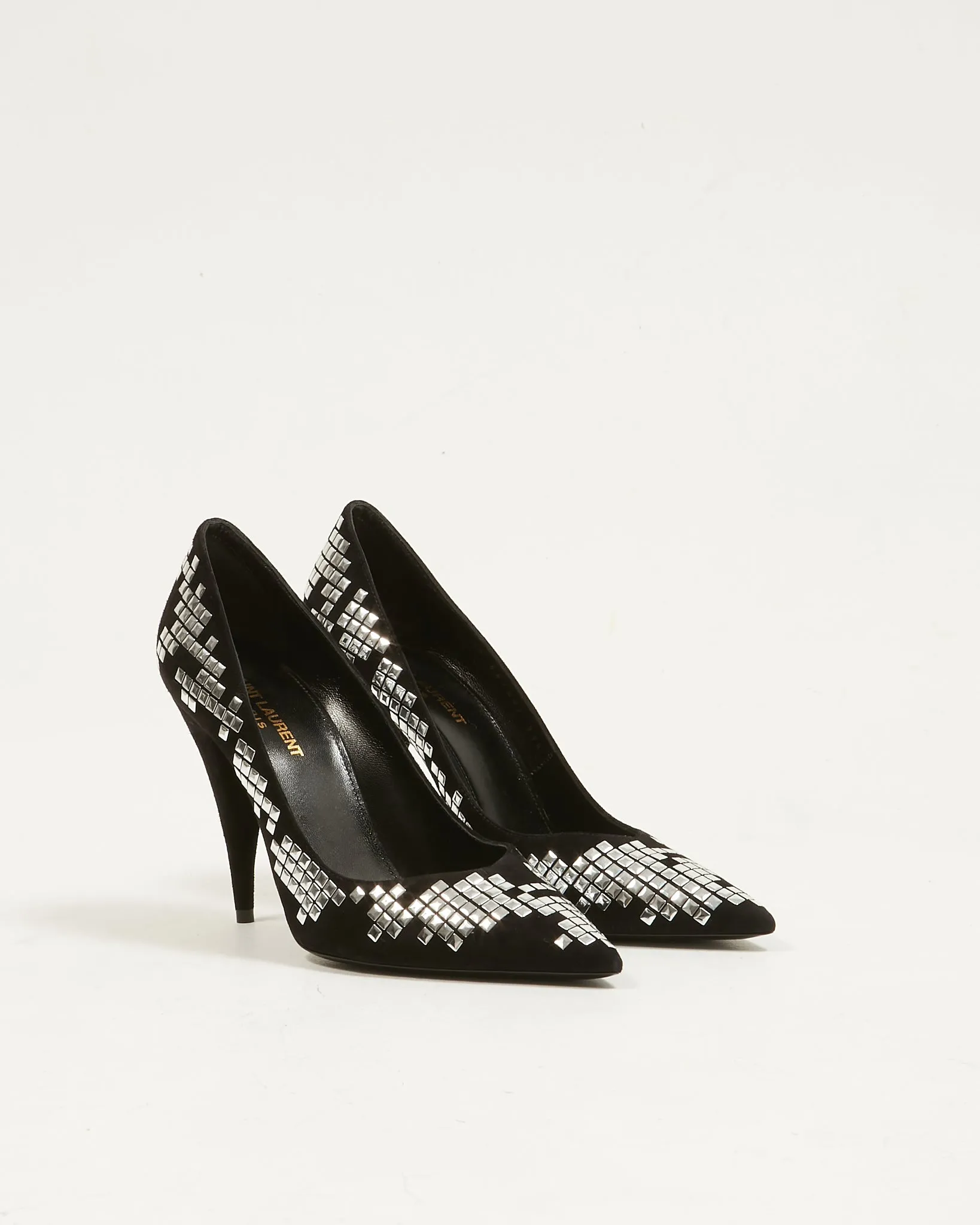 Saint Laurent Black Suede Kiki 100 Mirror Pumps - 39.5