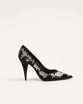 Saint Laurent Black Suede Kiki 100 Mirror Pumps - 39.5