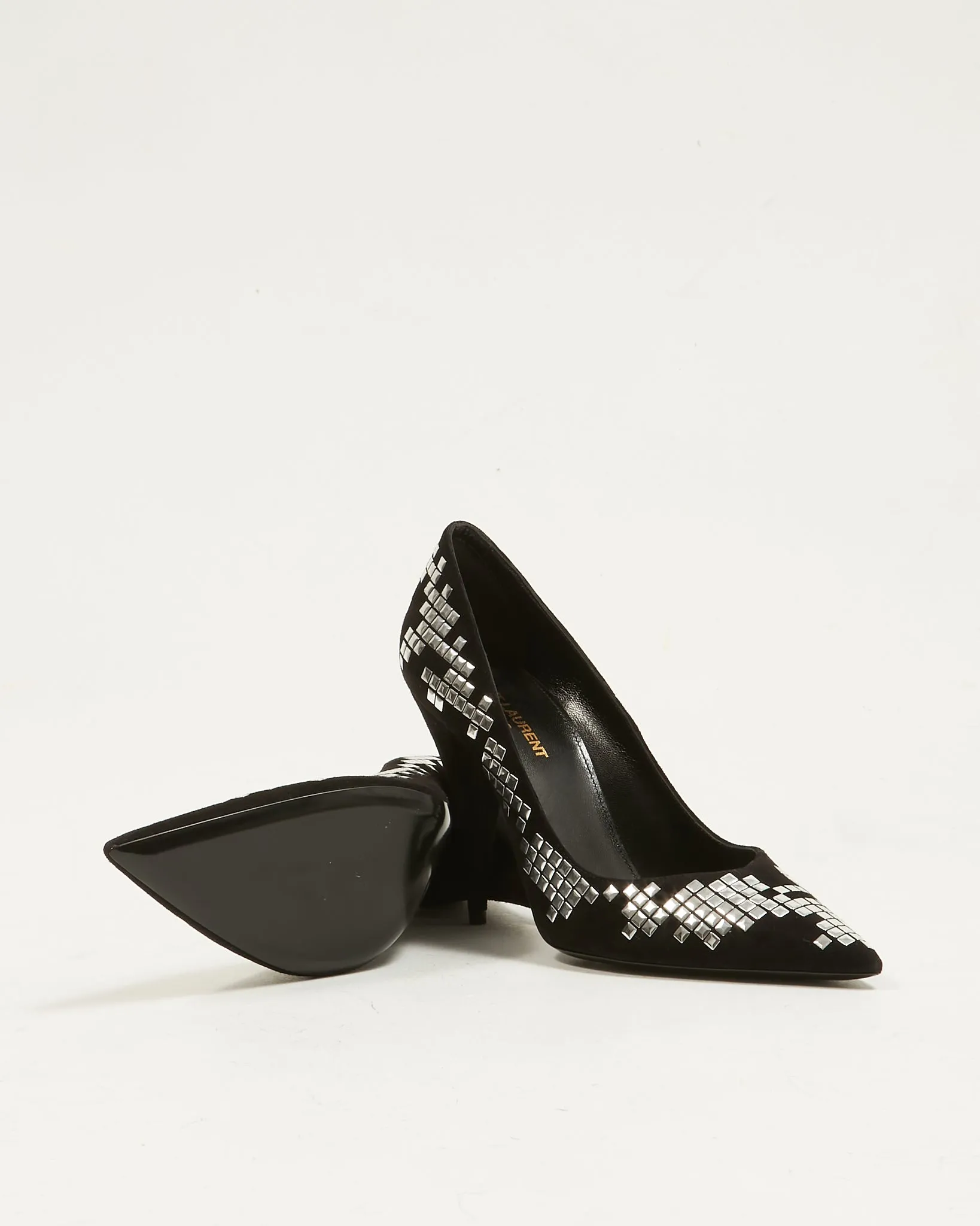 Saint Laurent Black Suede Kiki 100 Mirror Pumps - 39.5