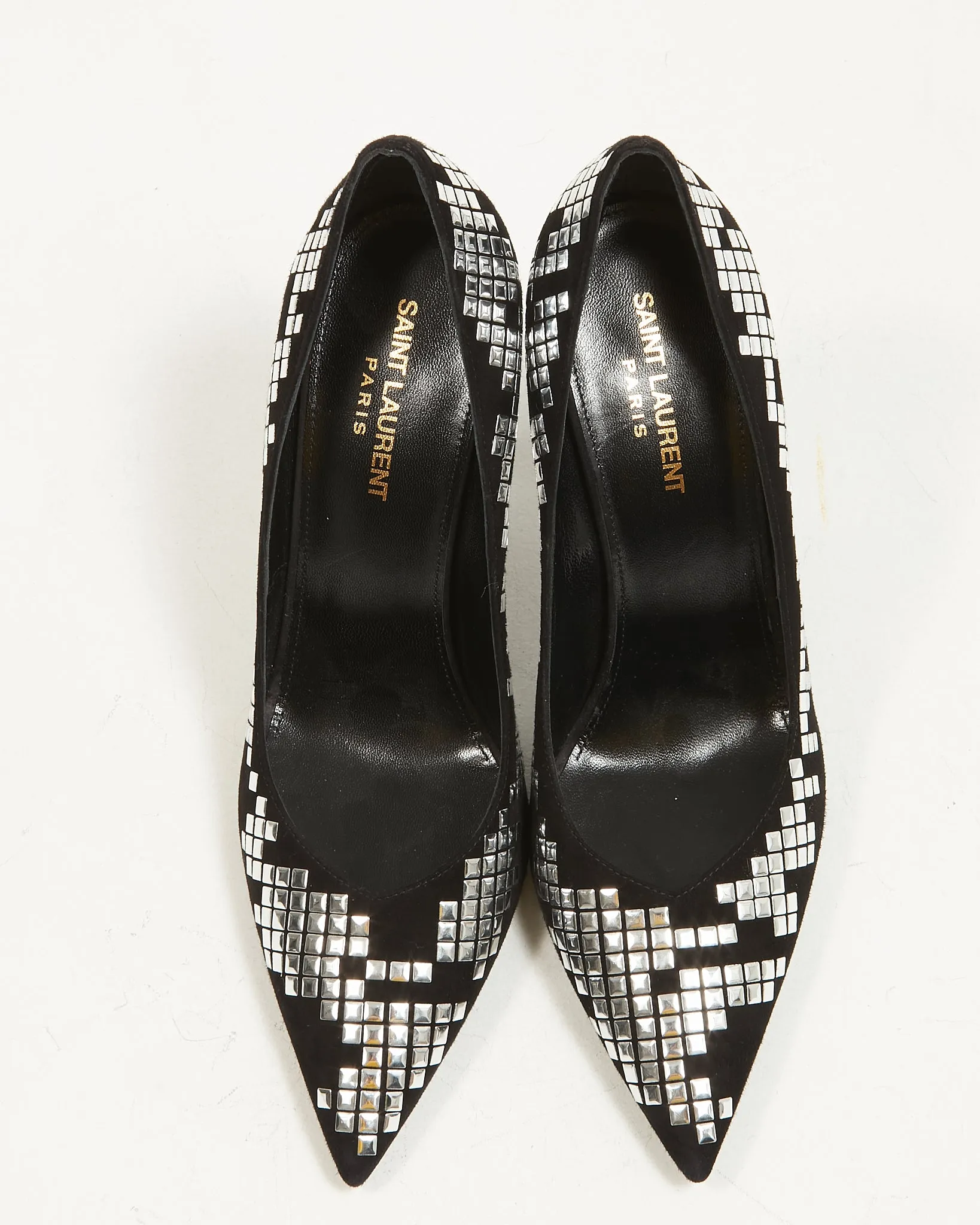 Saint Laurent Black Suede Kiki 100 Mirror Pumps - 39.5