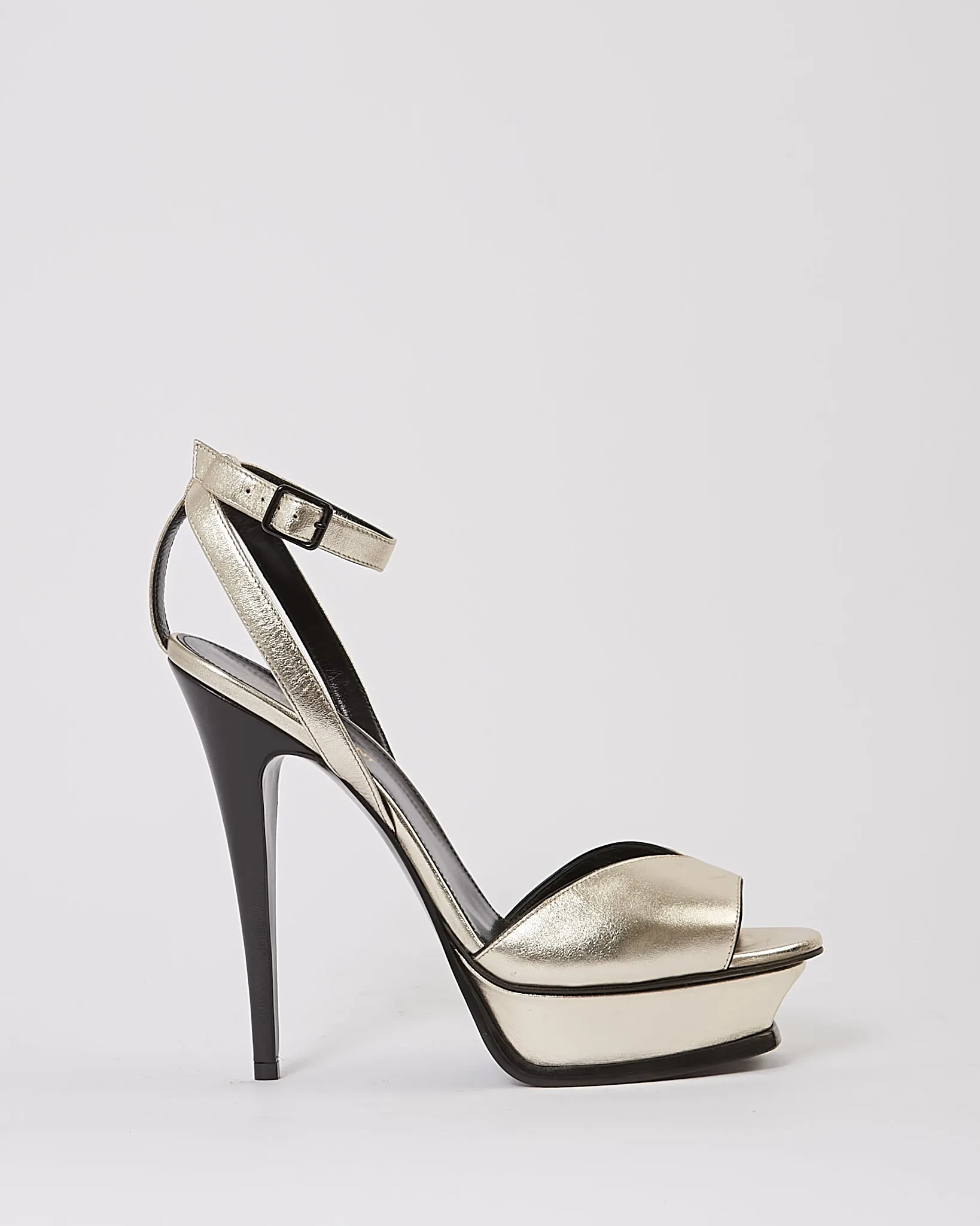 Saint Laurent Metallic Gold Platform 105 Open Toe Sandals - 40