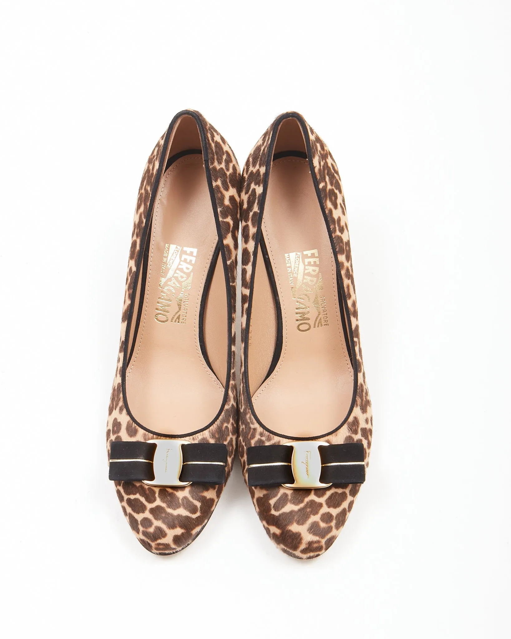 Salvatore Ferragamo Cheetah Print Pony Hair Pumps - 9