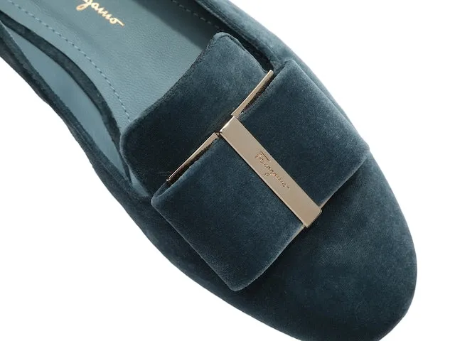 SALVATORE FERRAGAMO Sarno Women's 725068 Steel Blue Flats Size 5 D MSRP $695