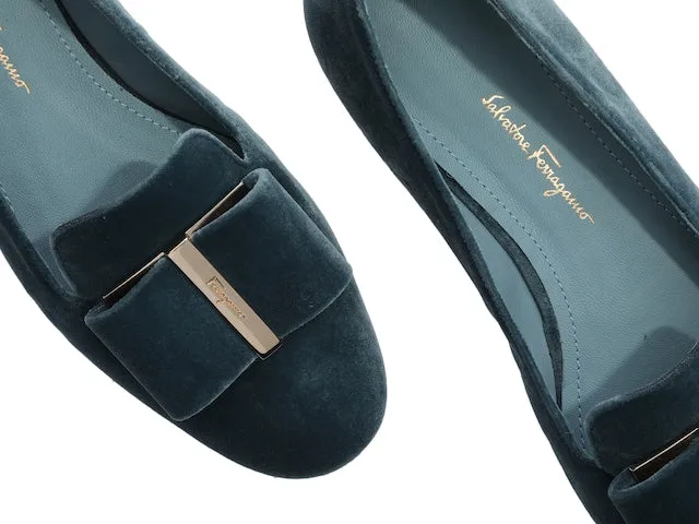 SALVATORE FERRAGAMO Sarno Women's 725068 Steel Blue Flats Size 5 D MSRP $695
