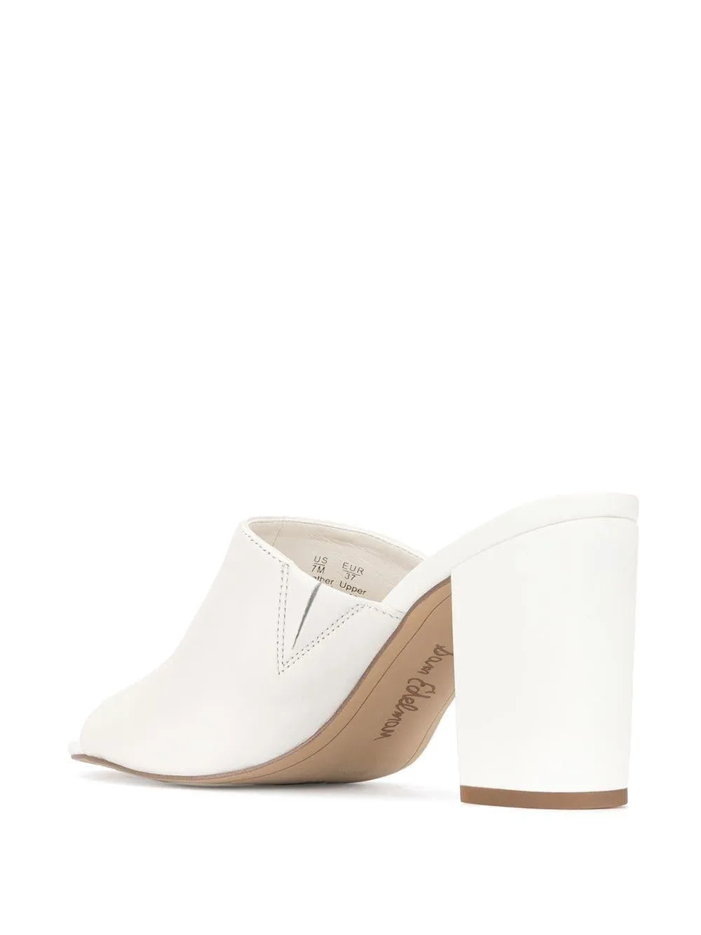 Sam Edelman Orlie Block Heeled Slip On Dress Mule Sandals Bright White Leather