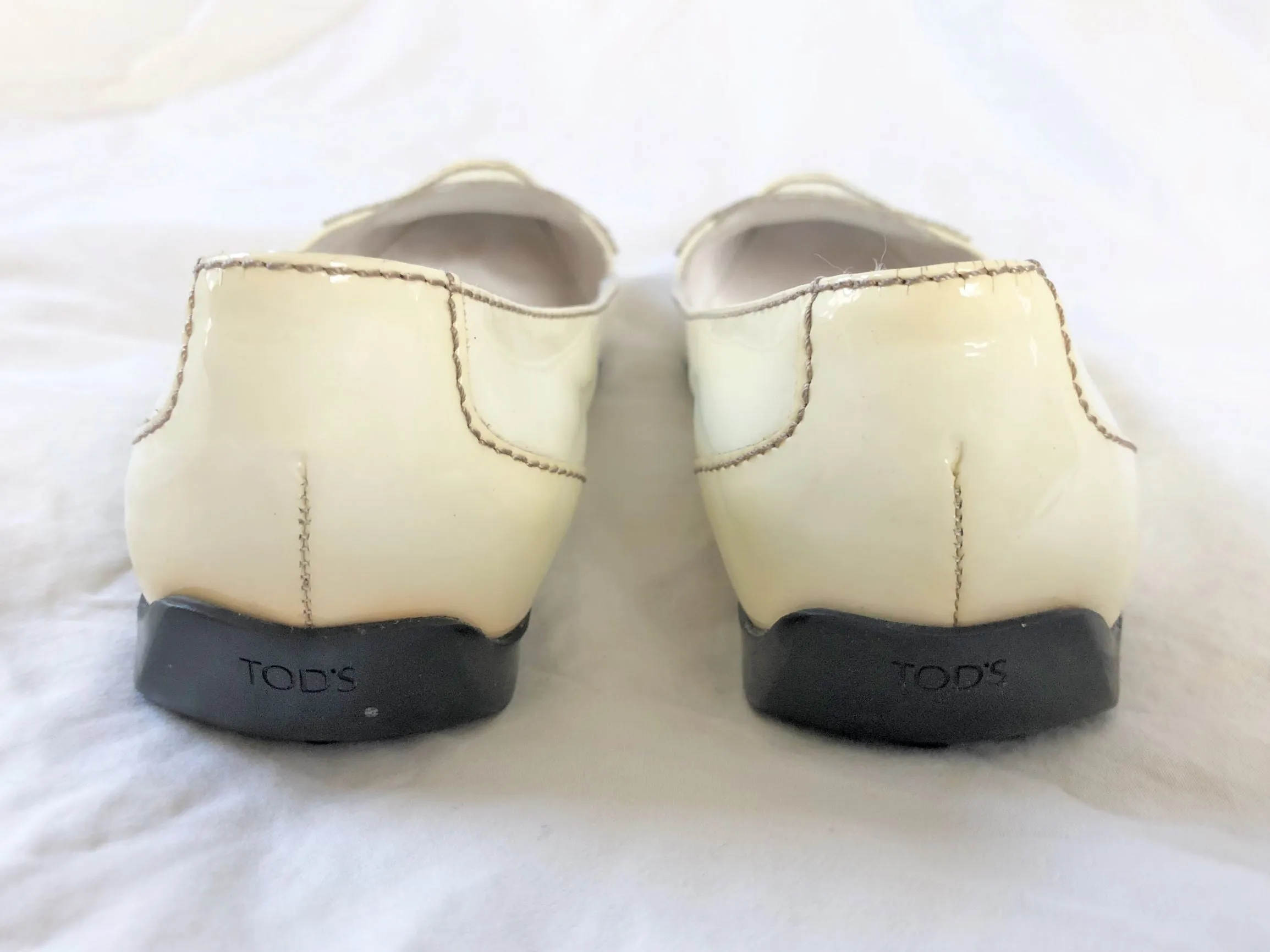 TOD'S Size 5 Ivory Patent Leather Loafers - $500 RETAIL