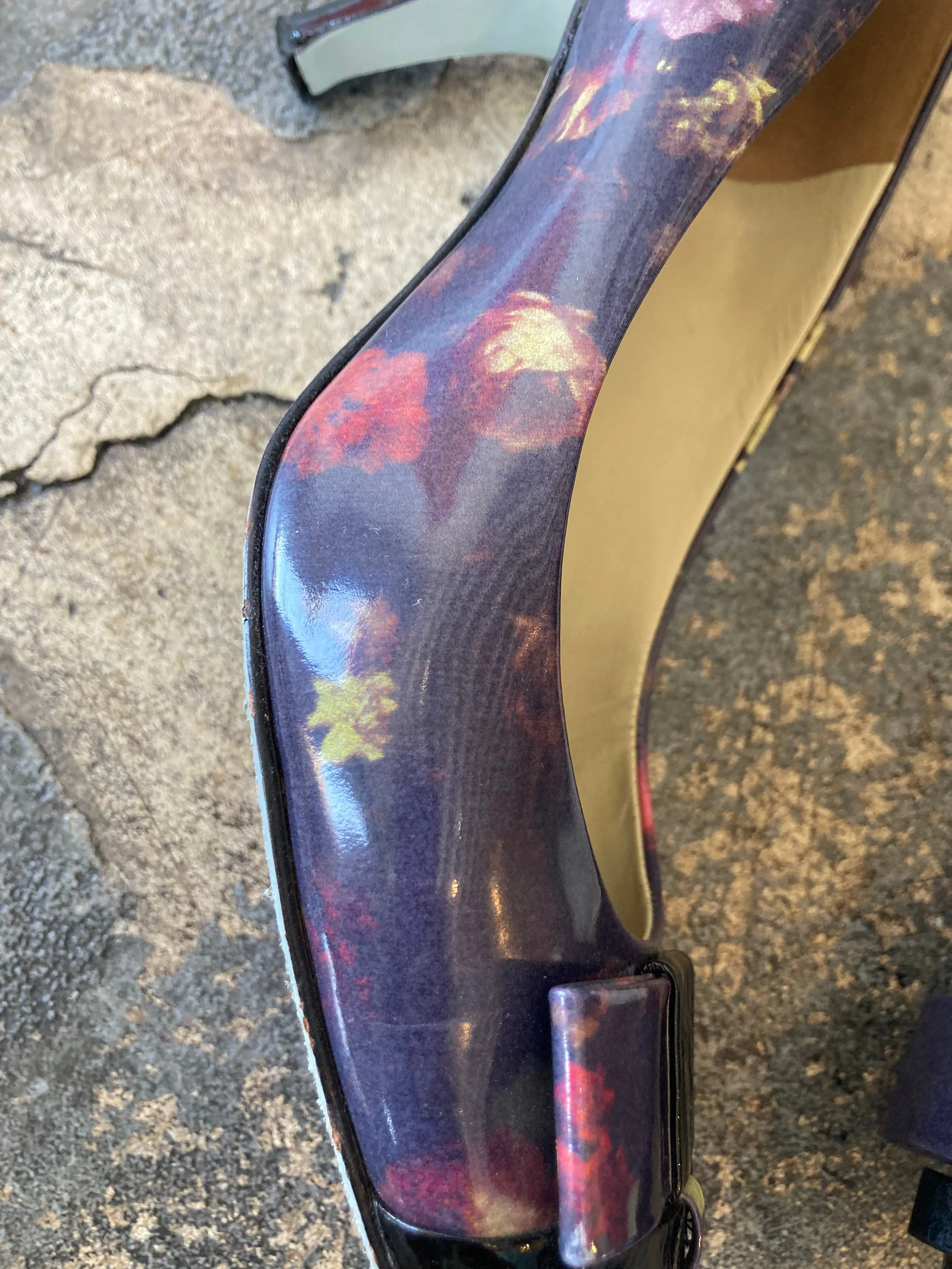 Vintage Paul Smith Black Patent Leather and Purple Pumps Size 38.5