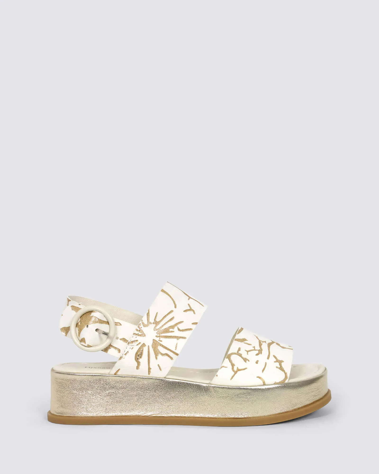 WASSARO PLATFORM SANDALS ALMOND/GOLD LEATHER
