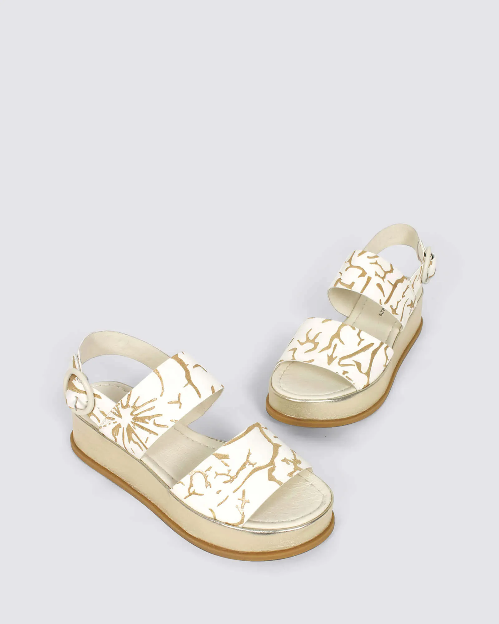 WASSARO PLATFORM SANDALS ALMOND/GOLD LEATHER