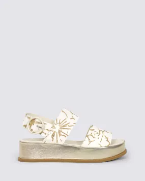 WASSARO PLATFORM SANDALS ALMOND/GOLD LEATHER