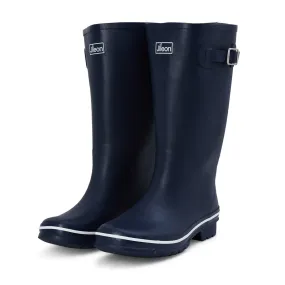 Wide Calf Rain Boots - 15 to 18 inch calf - Navy with Cream Trim - Wide in Foot and Ankle
