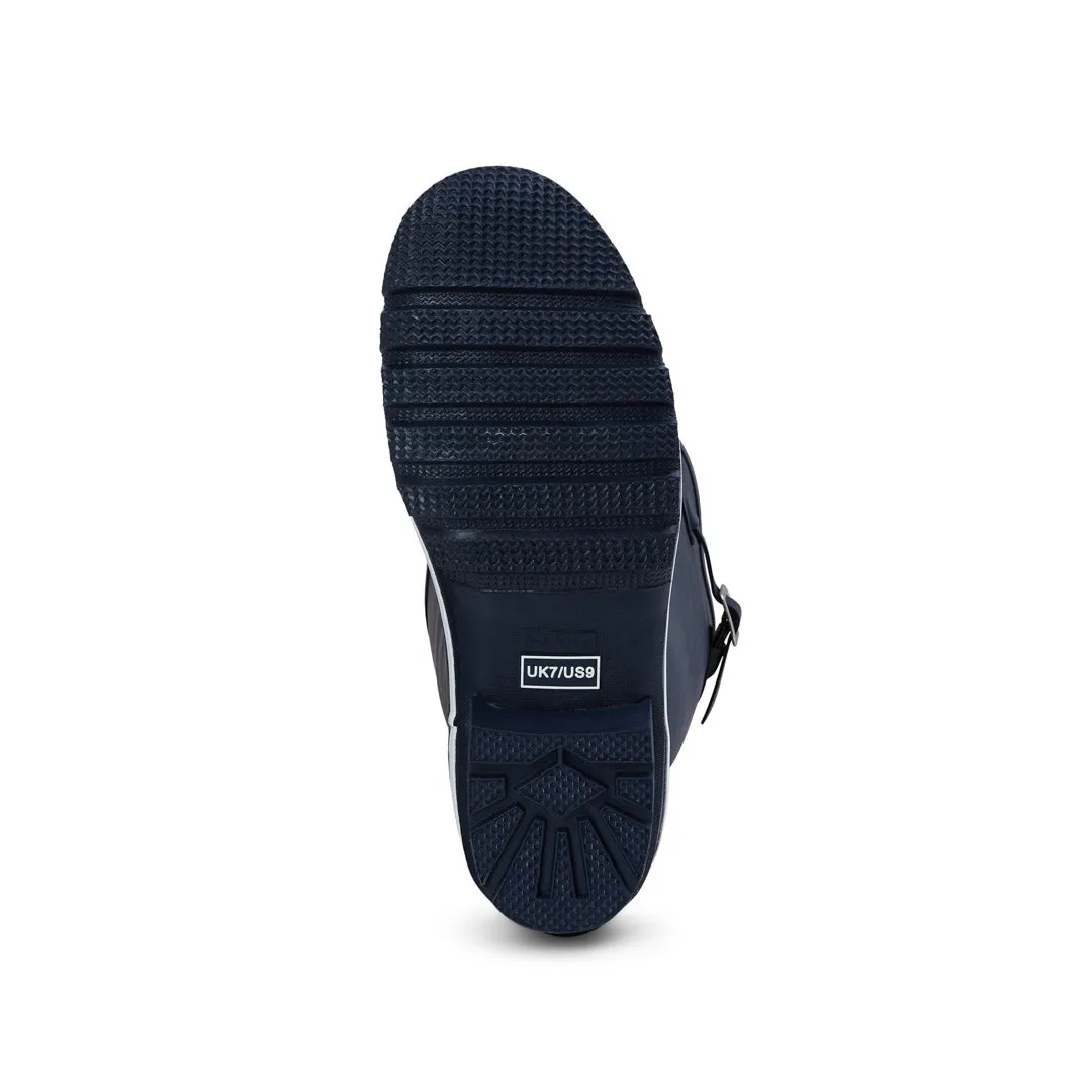 Wide Calf Rain Boots - 15 to 18 inch calf - Navy with Cream Trim - Wide in Foot and Ankle