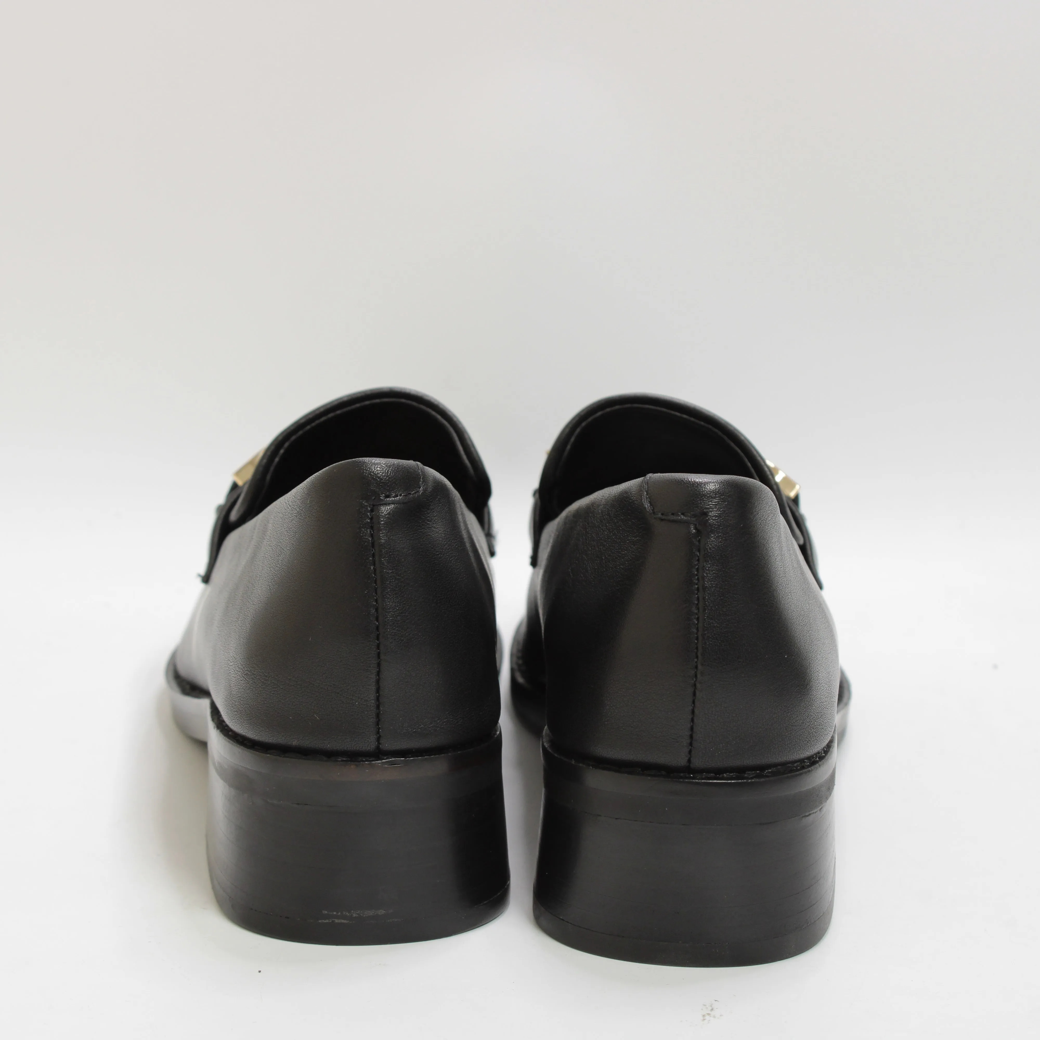 Womens Office Flair Patent Leather Heel Loafers Black Leather