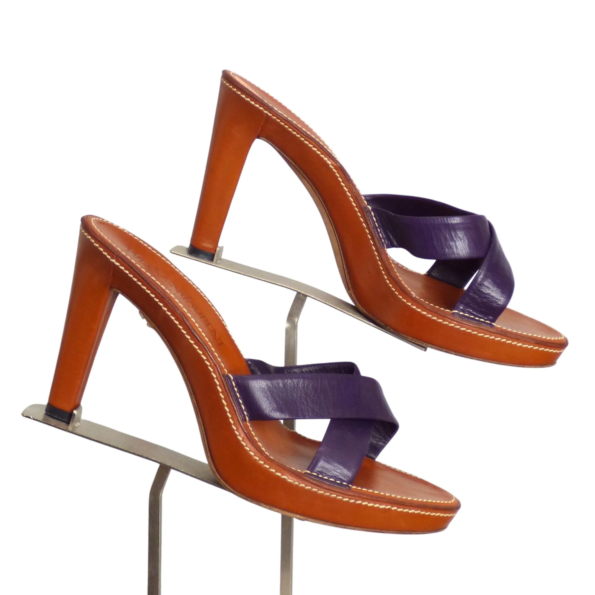 YVES SAINT LAURENT- Leather Platform Sandals, Size 39