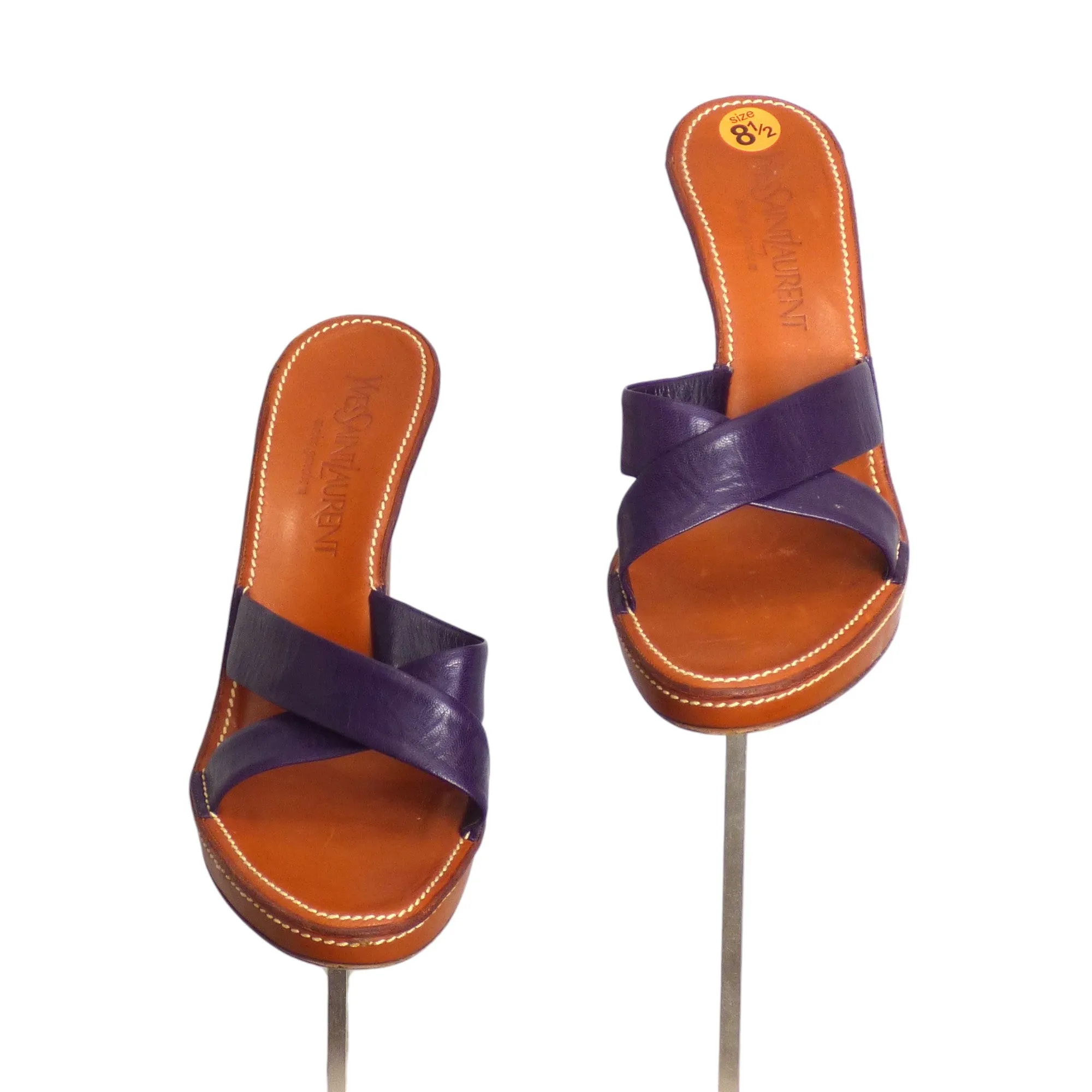 YVES SAINT LAURENT- Leather Platform Sandals, Size 39